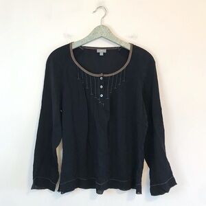 J. Jill Black Crushed Rayon Long Sleeve Top